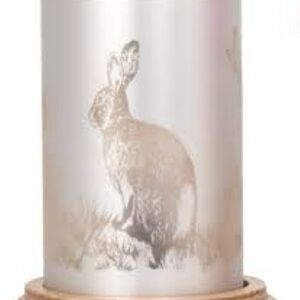 Pink Zebra Silver Rabbit Simmer Light with Wood Grain Base